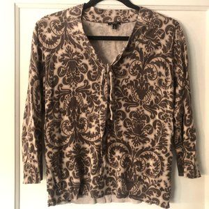 Talbots brown pattern blouse with tie front (XL)
